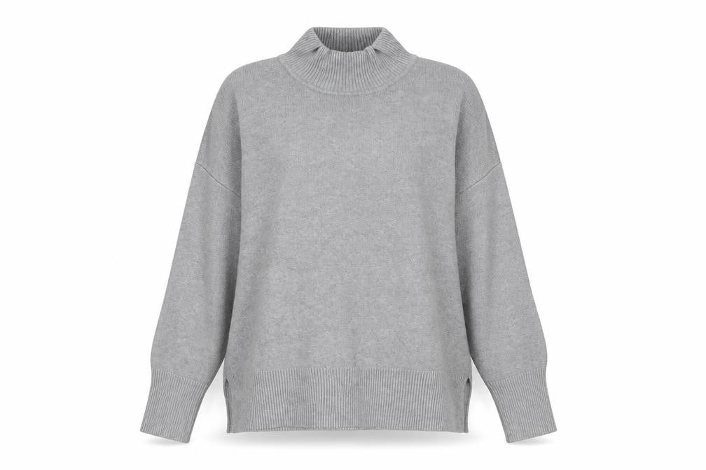 New Look Womens Grey Mock Neck Relaxed Fit Knit Jumper Size M