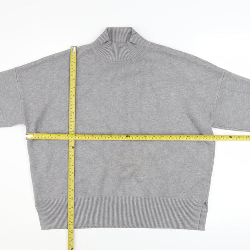 New Look Womens Grey Mock Neck Relaxed Fit Knit Jumper Size M