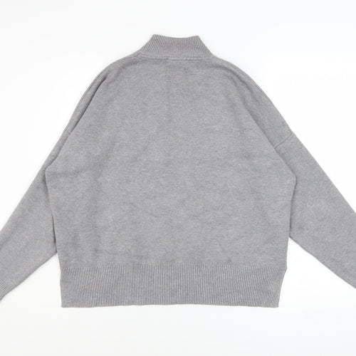 New Look Womens Grey Mock Neck Relaxed Fit Knit Jumper Size M