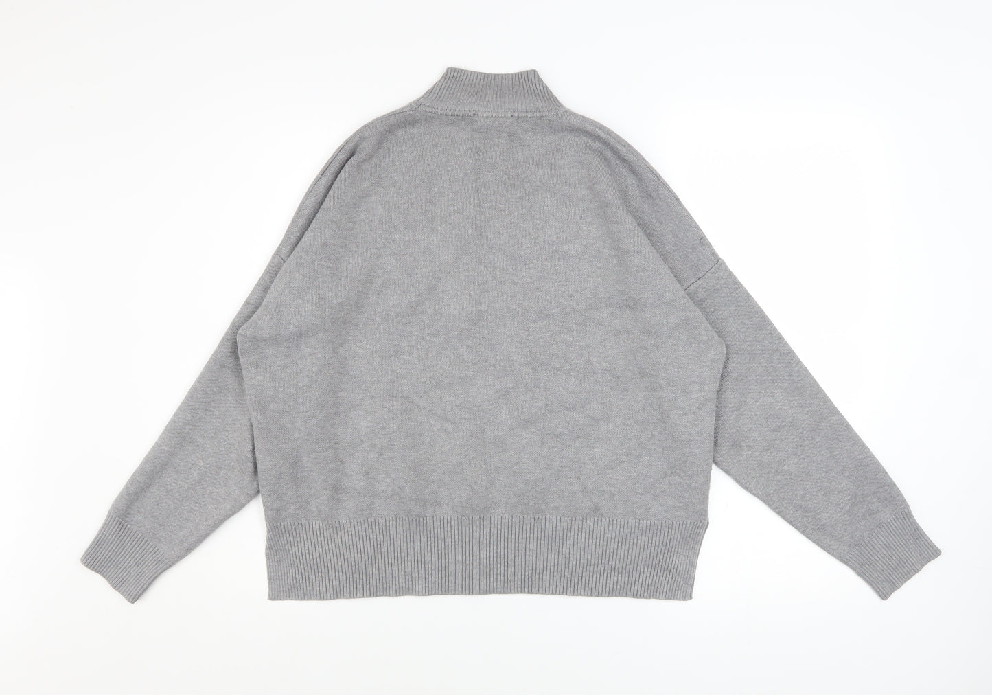 New Look Womens Grey Mock Neck Relaxed Fit Knit Jumper Size M