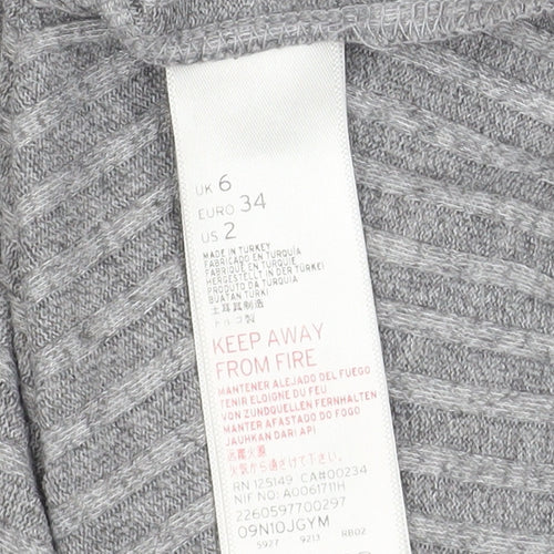 Topshop Women Grey Mock Neck Ribbed Slim Fit Jumper Size 6