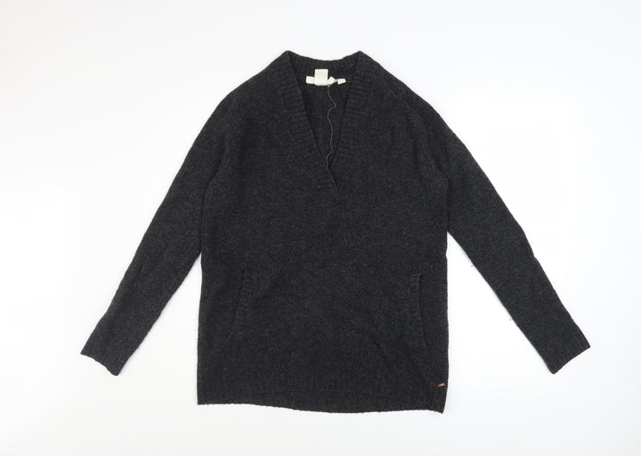 L.O.G.G. Womens Grey V-Neck Wool Blend Pullover Jumper Size S