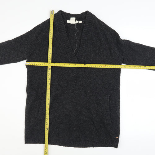 L.O.G.G. Womens Grey V-Neck Wool Blend Pullover Jumper Size S