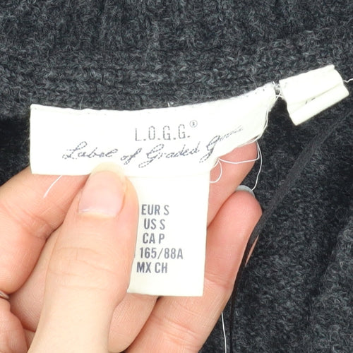L.O.G.G. Womens Grey V-Neck Wool Blend Pullover Jumper Size S