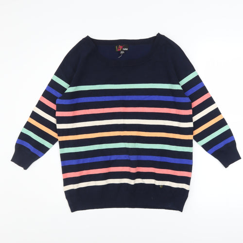 Yumi Women’s Multicoloured Striped Cotton Knit Jumper UK 16