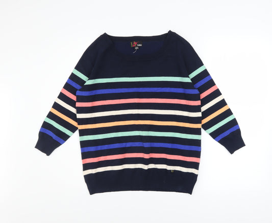 Yumi Women’s Multicoloured Striped Cotton Knit Jumper UK 16
