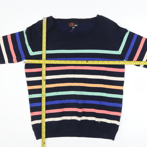 Yumi Women’s Multicoloured Striped Cotton Knit Jumper UK 16