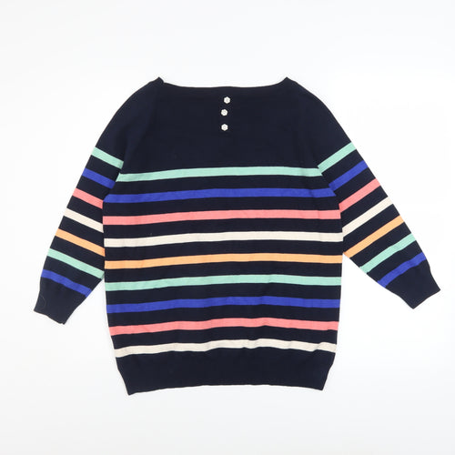 Yumi Women’s Multicoloured Striped Cotton Knit Jumper UK 16