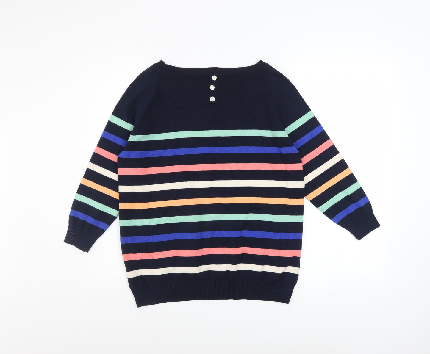 Yumi Women’s Multicoloured Striped Cotton Knit Jumper UK 16