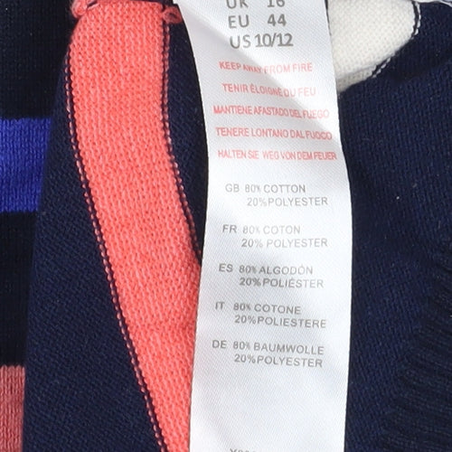 Yumi Women’s Multicoloured Striped Cotton Knit Jumper UK 16