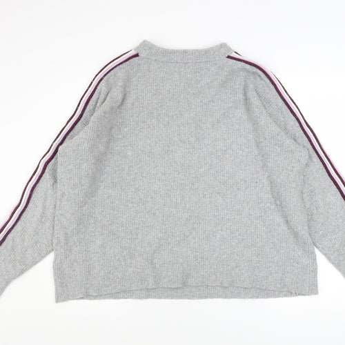 Hush Women’s Grey Ribbed Knit Pullover Jumper L/XL Crew Neck