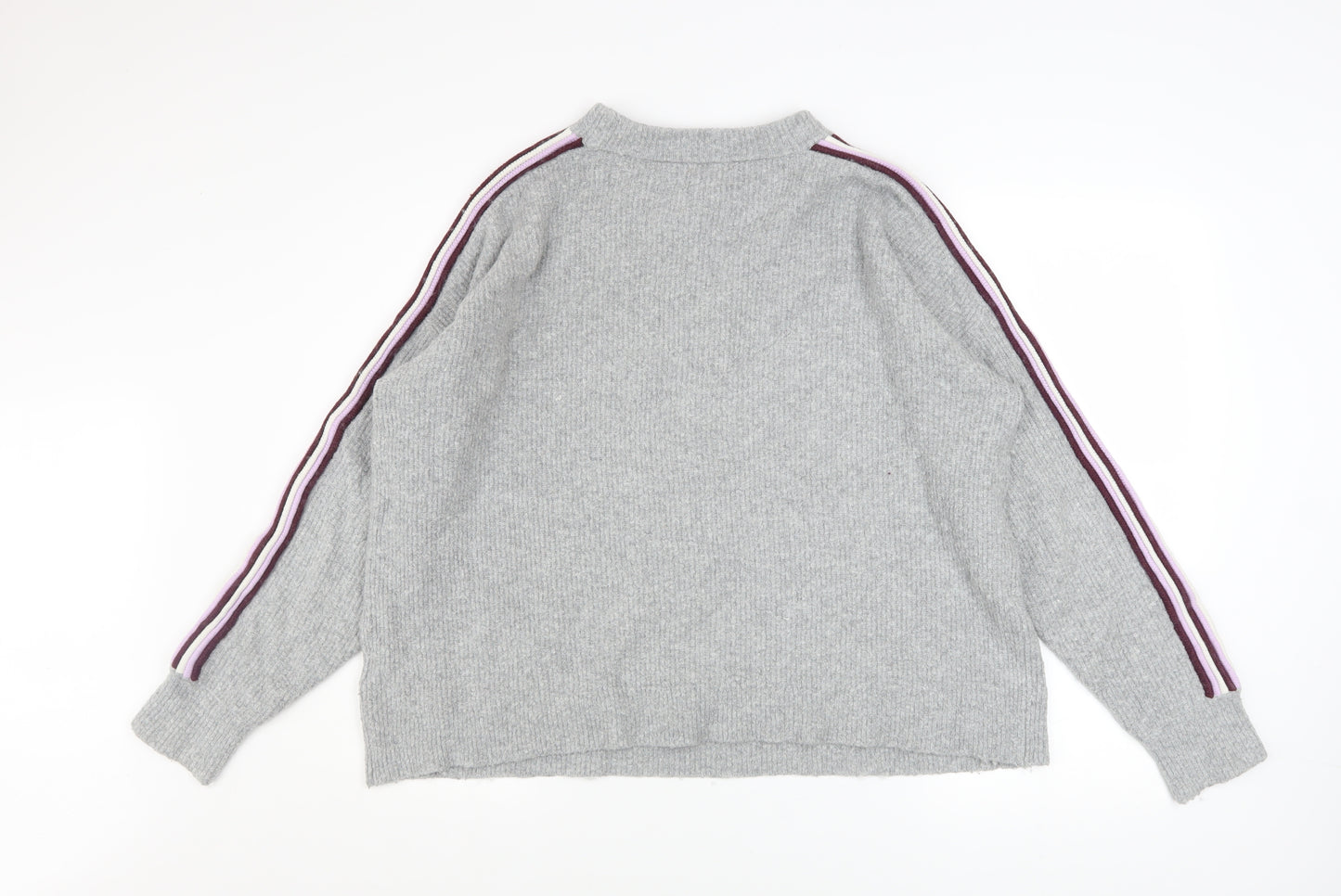 Hush Women’s Grey Ribbed Knit Pullover Jumper L/XL Crew Neck