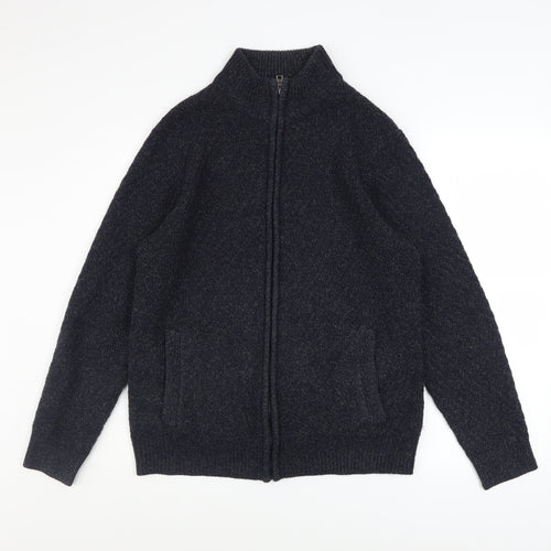 Marks and Spencer Men's Black M Full Zip Knit Jacket Medium
