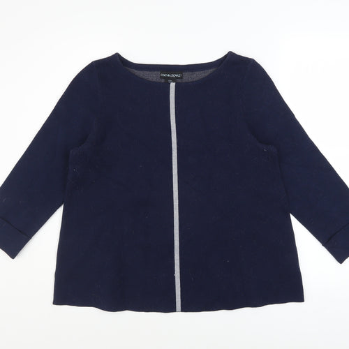 Cynthia Rowley Women's Blue Crew Neck Knit Jumper Size M