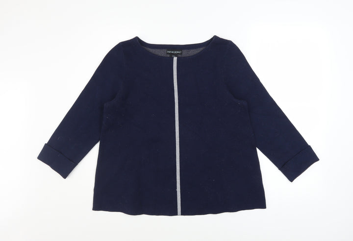 Cynthia Rowley Women's Blue Crew Neck Knit Jumper Size M