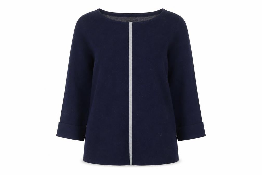Front view of Cynthia Rowley Women's Blue Crew Neck Knit Jumper, size M