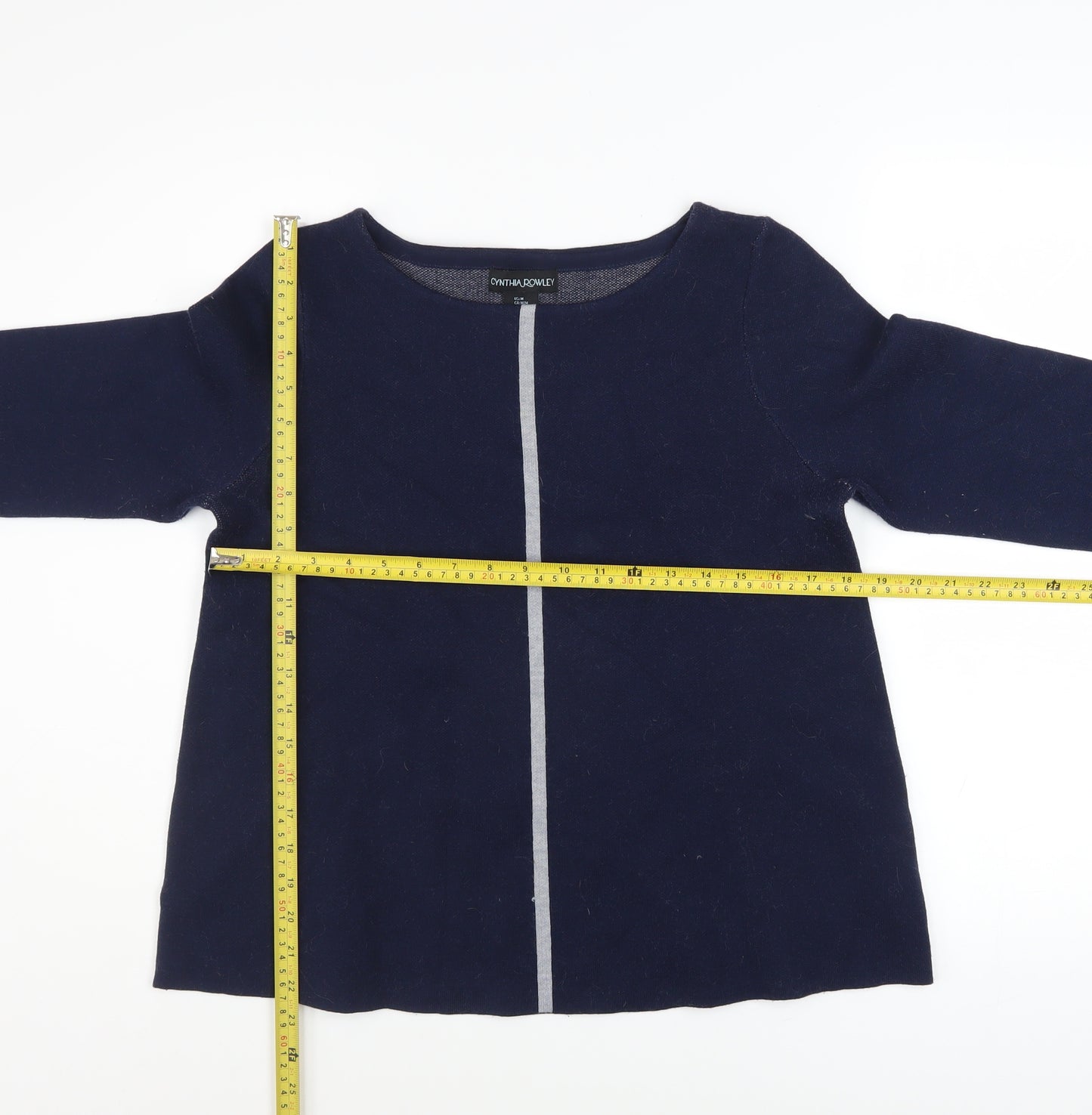 Cynthia Rowley Women's Blue Crew Neck Knit Jumper Size M