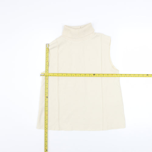 Zara Women Beige Roll Neck Sleeveless Knit Vest Jumper Size S