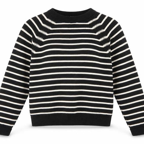 French Connection Women's Black White Striped Cotton Jumper L