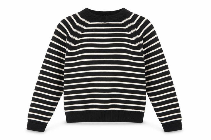 French Connection Women's Black White Striped Cotton Jumper L
