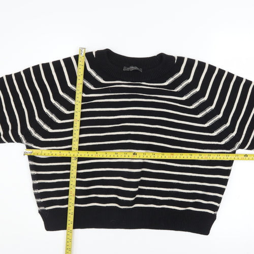 French Connection Women's Black White Striped Cotton Jumper L