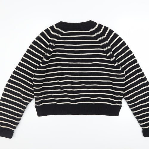 French Connection Women's Black White Striped Cotton Jumper L