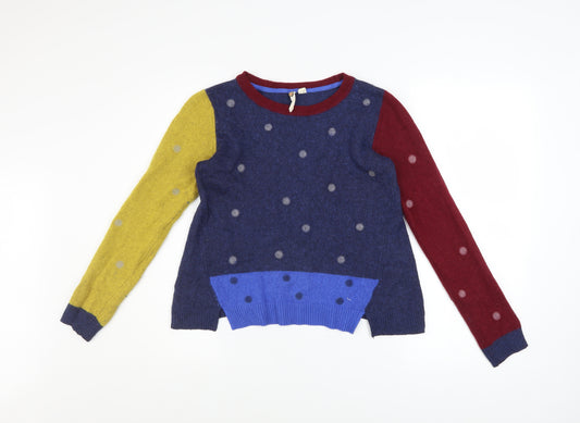 White Stuff Women’s Multicoloured Polka Dot Wool Blend Jumper Size 12