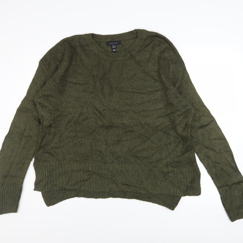 New Look Women Green Acrylic Knit Pullover Jumper Size M