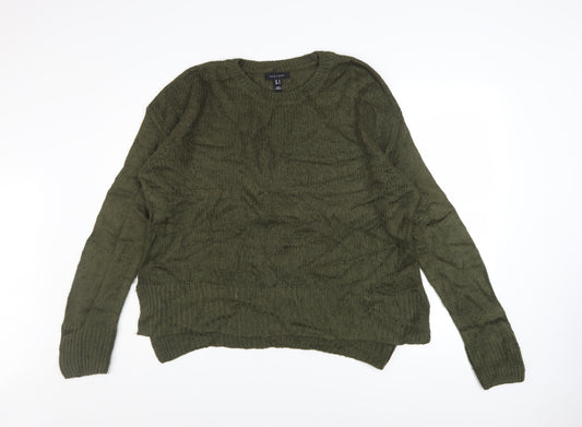 New Look Women Green Acrylic Knit Pullover Jumper Size M