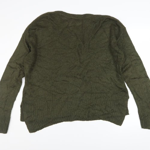 New Look Women Green Acrylic Knit Pullover Jumper Size M