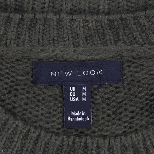 New Look Women Green Acrylic Knit Pullover Jumper Size M