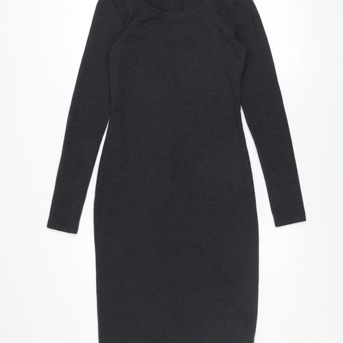 Vero Moda Women Black Bodycon Jersey Dress Size S Long Sleeve