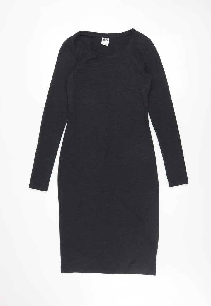 Vero Moda Women Black Bodycon Jersey Dress Size S Long Sleeve