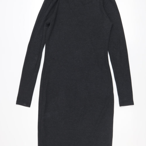 Vero Moda Women Black Bodycon Jersey Dress Size S Long Sleeve