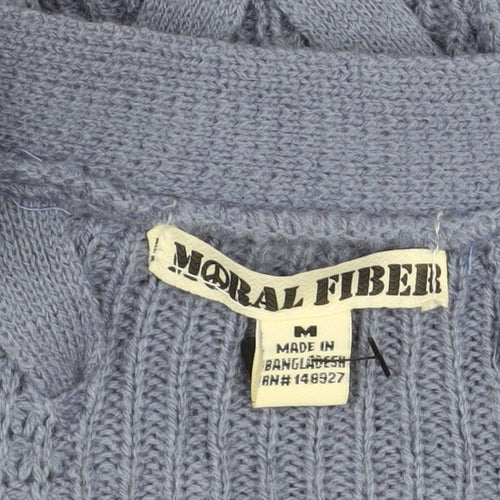 Moral Fiber Women's Blue Waffle Knit Open Cardigan Size M