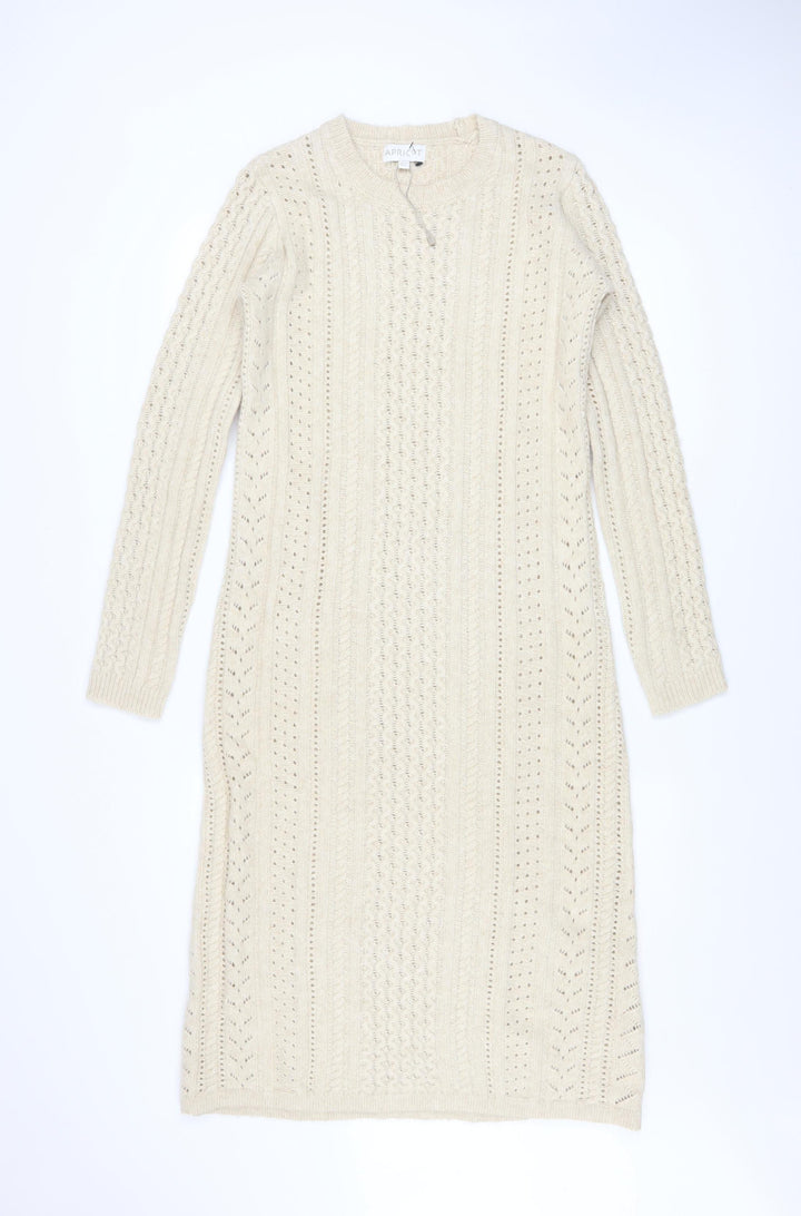 Apricot Womens Beige Cable Knit Jumper Dress UK 8 Long Sleeve