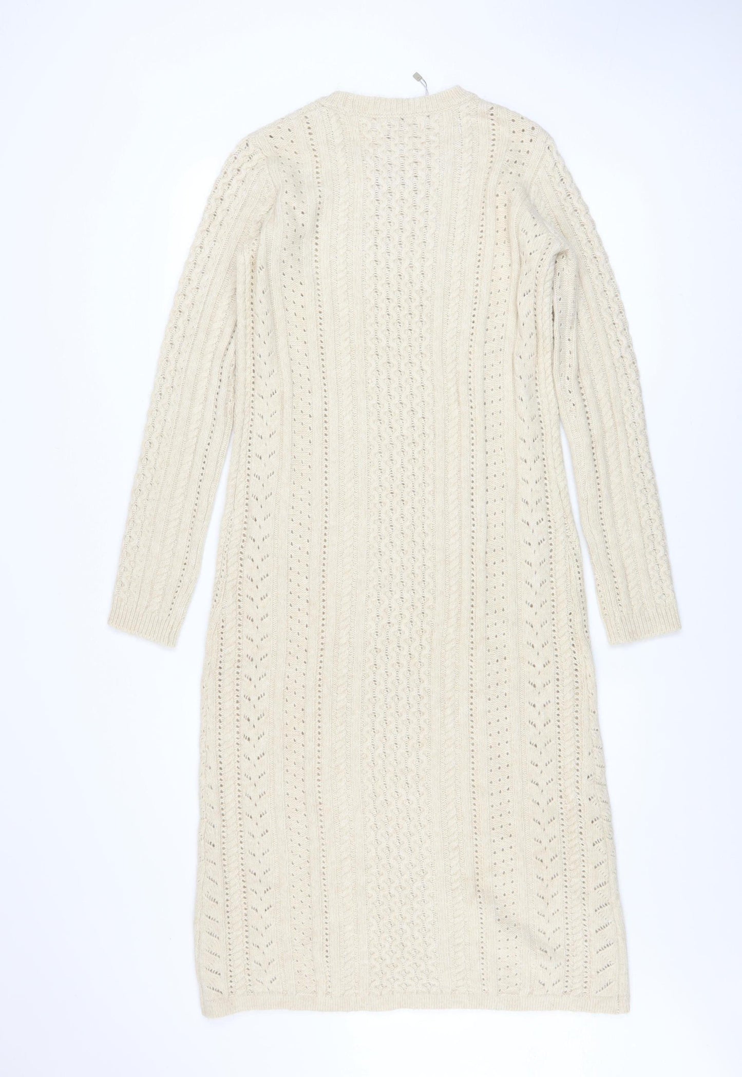 Apricot Womens Beige Cable Knit Jumper Dress UK 8 Long Sleeve
