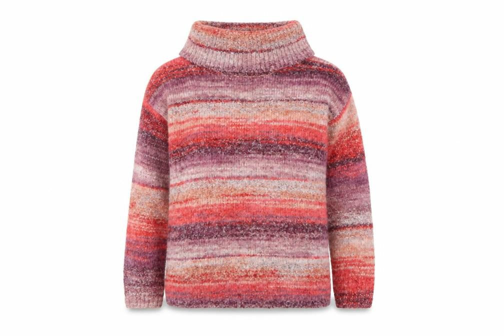 Cotton Traders Women’s Multicoloured Roll Neck Chunky Knit Jumper Size 12