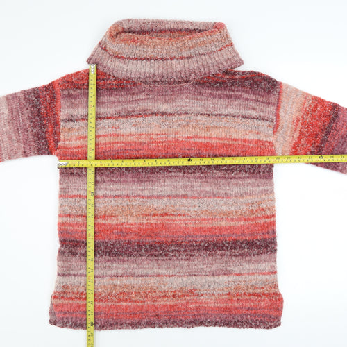 Cotton Traders Women’s Multicoloured Roll Neck Chunky Knit Jumper Size 12