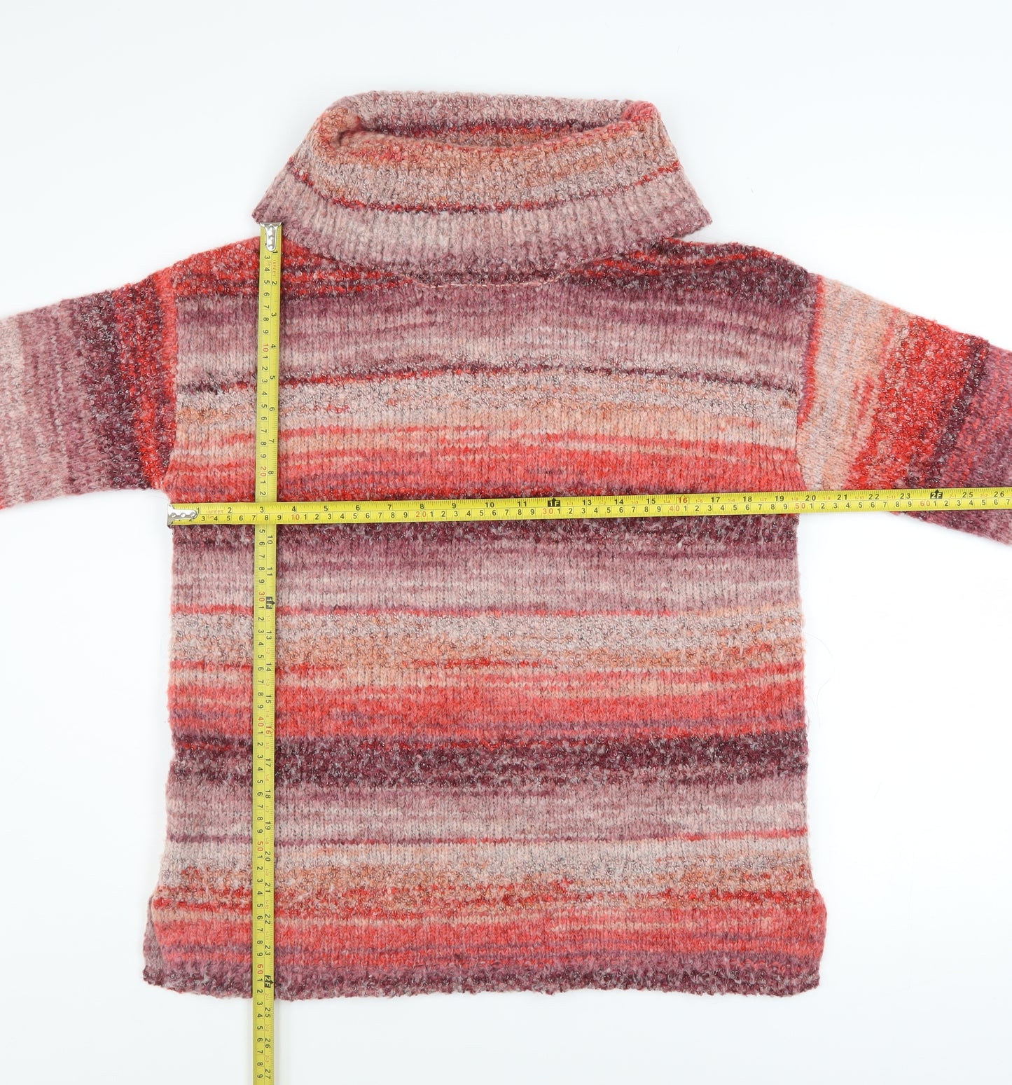 Cotton Traders Women’s Multicoloured Roll Neck Chunky Knit Jumper Size 12