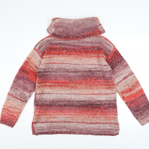Cotton Traders Women’s Multicoloured Roll Neck Chunky Knit Jumper Size 12