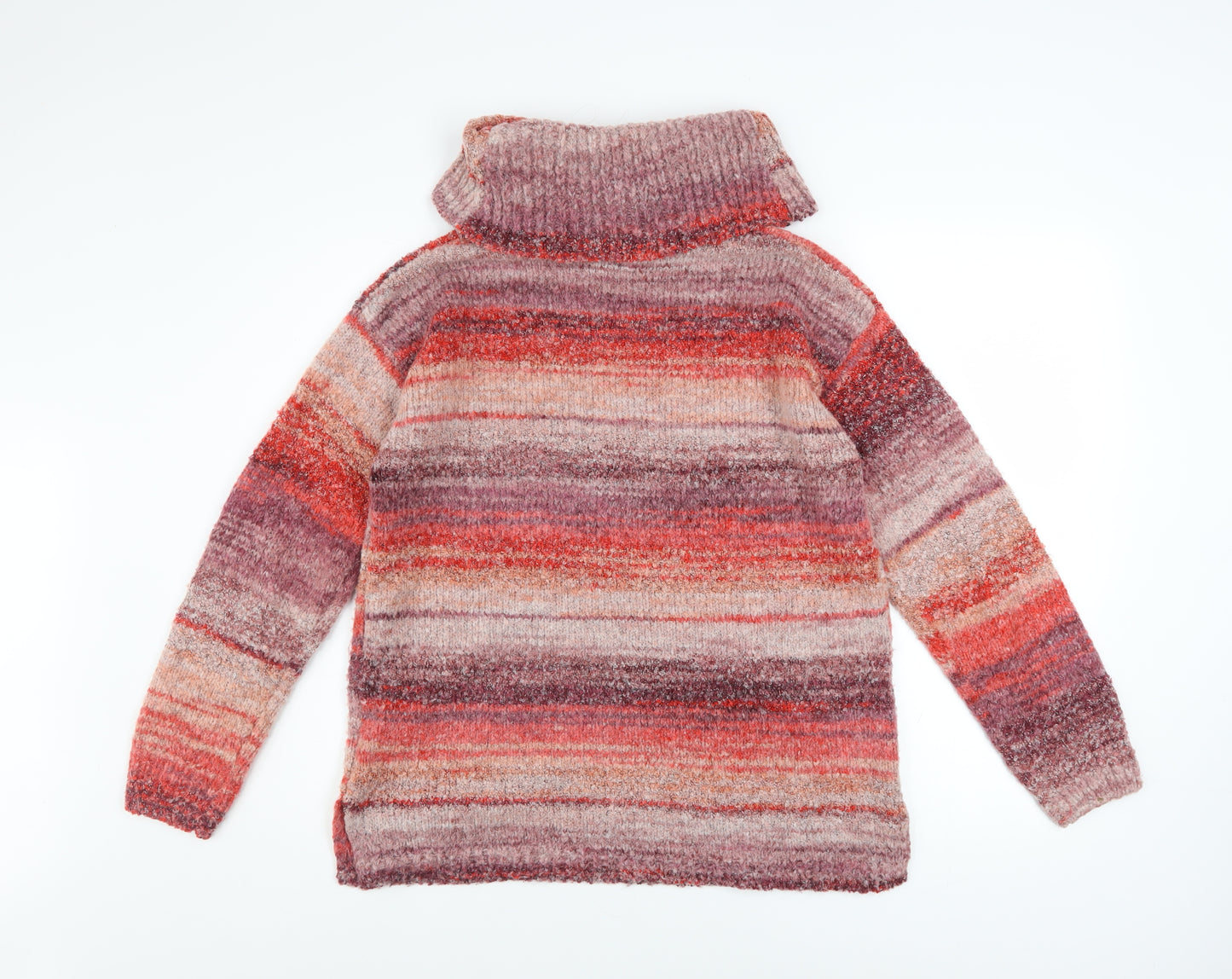 Cotton Traders Women’s Multicoloured Roll Neck Chunky Knit Jumper Size 12