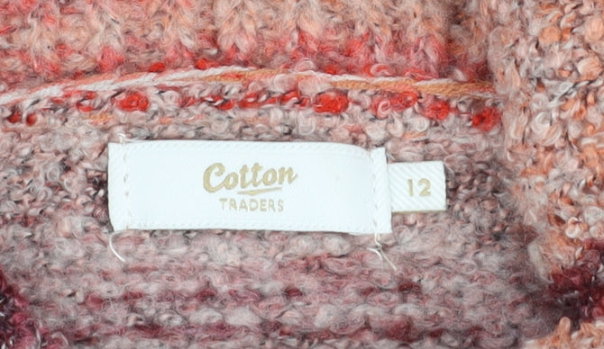 Cotton Traders Women’s Multicoloured Roll Neck Chunky Knit Jumper Size 12