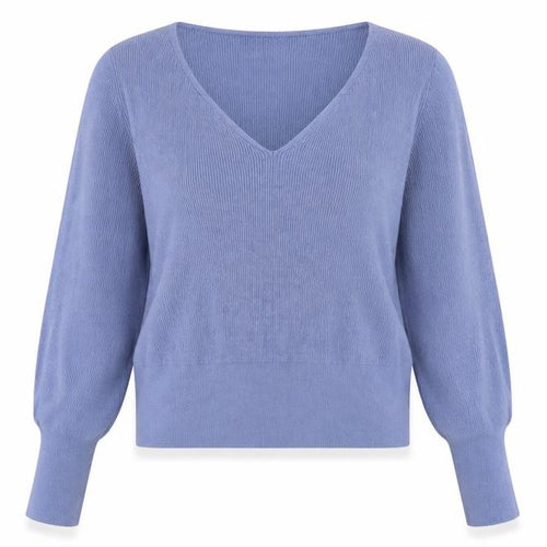 Great Plains Women Blue V-Neck Knit Jumper Size 14