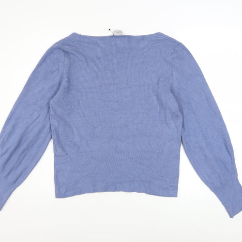 Great Plains Women Blue V-Neck Knit Jumper Size 14