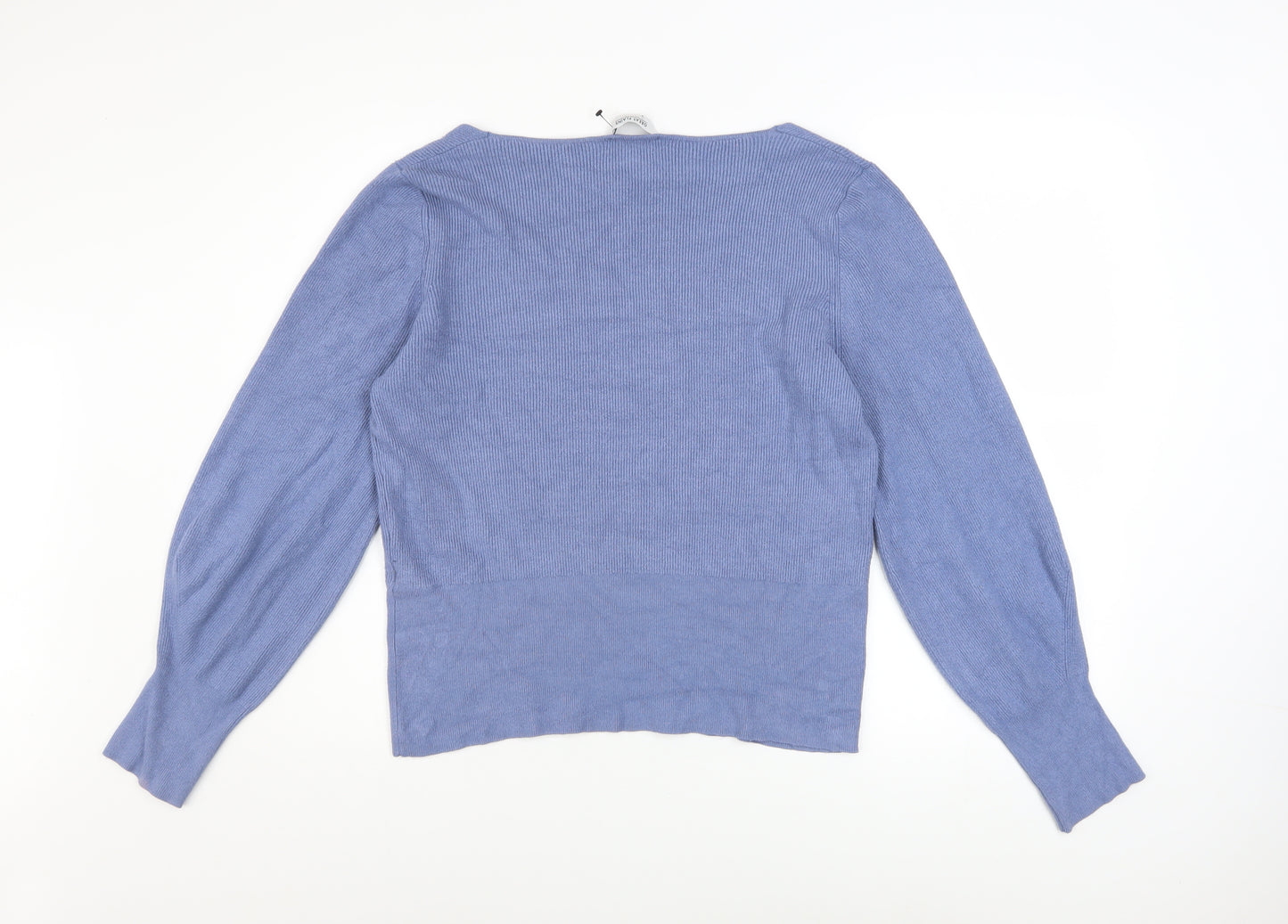 Great Plains Women Blue V-Neck Knit Jumper Size 14