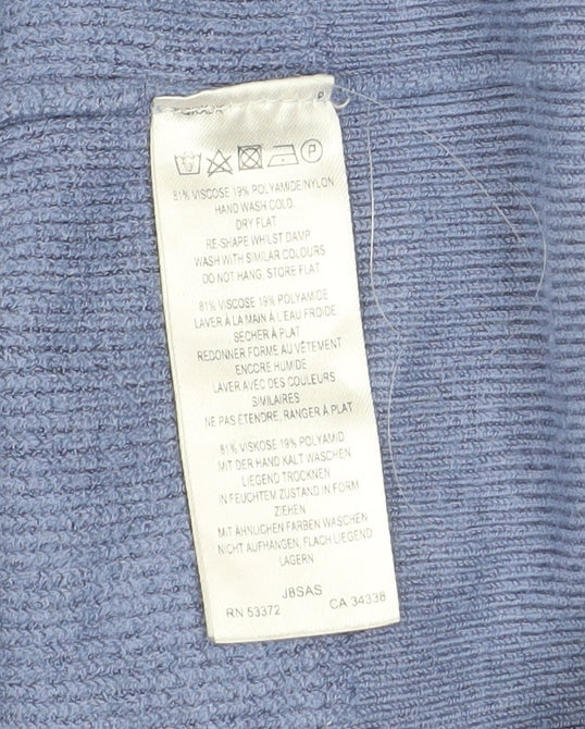 Great Plains Women Blue V-Neck Knit Jumper Size 14