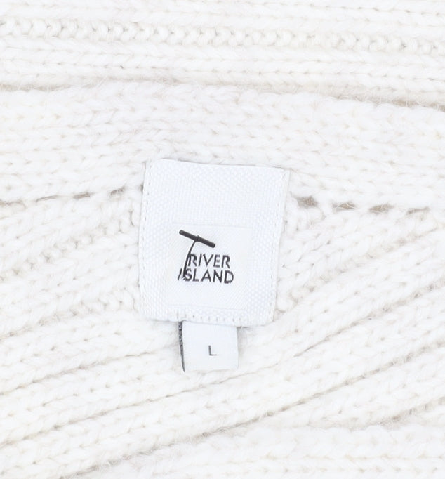 River Island Women’s Ivory Chunky Knit Dolman Jumper Size L