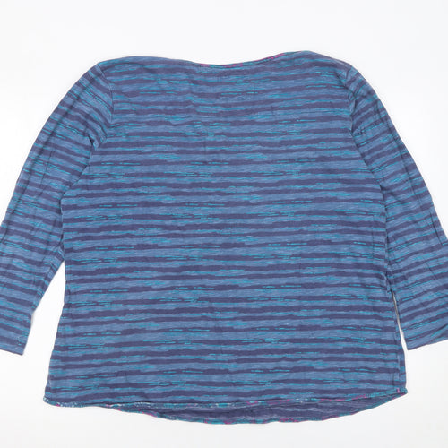 Monsoon Women’s Blue Striped 3/4 Sleeve Cotton Top Size 22