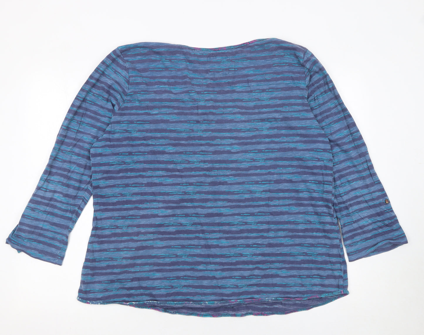 Monsoon Women’s Blue Striped 3/4 Sleeve Cotton Top Size 22
